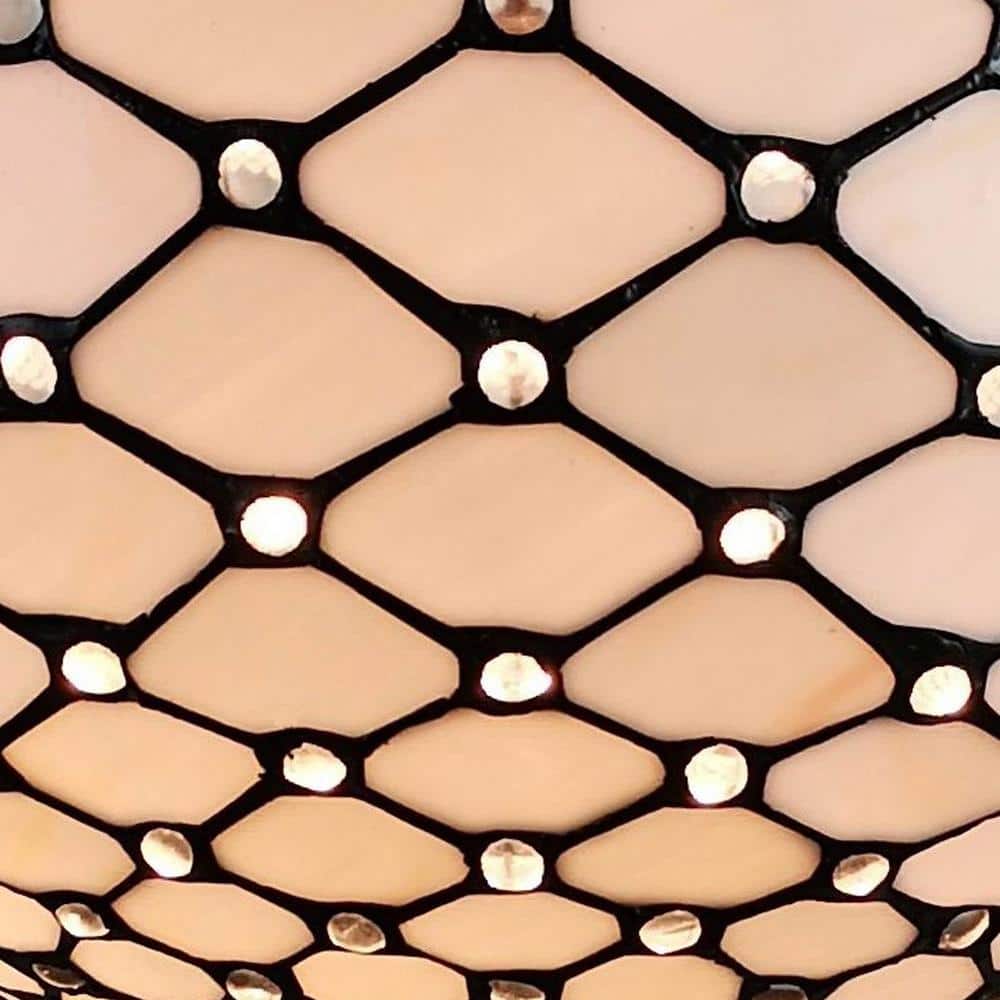 White Stained Glass Vintage Semi-Flush Ceiling Lamp