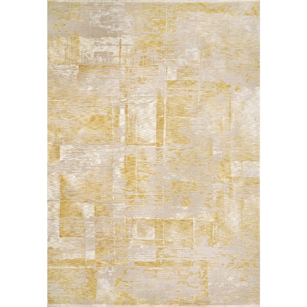 Dynamic Rugs Hudson 9 ft. X 12 ft. Gold Abstract Indoor Area Rug
