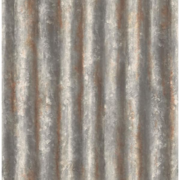 A-Street Prints Kirkland Charcoal Corrugated Metal Paper Strippable Roll (Covers 56.4 sq. ft.)