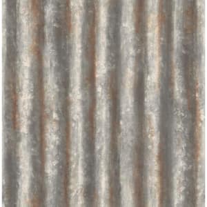 Kirkland Charcoal Corrugated Metal Charcoal Wallpaper Sample