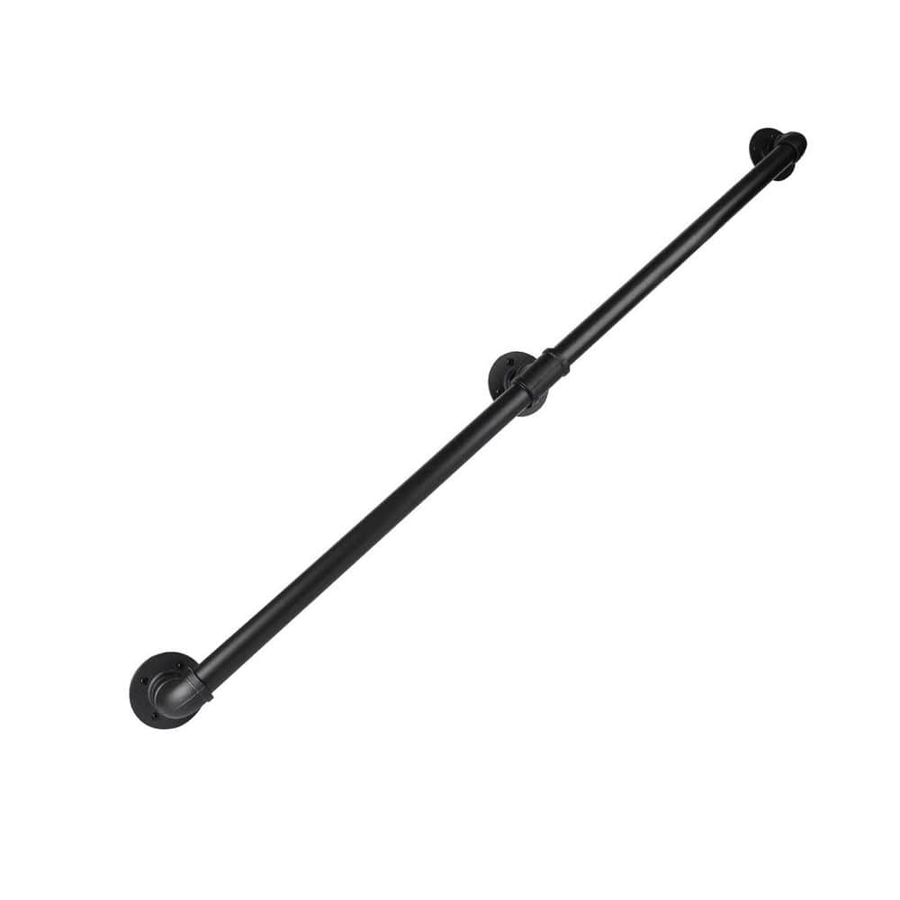 5 ft. Metal Iron Stair Handrail Black Galvanized Industrial Wall Mount Indoor Outdoor Safety Handle Steps Baluster price history on PriceWatchPro