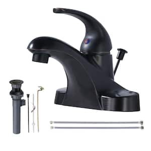 4 in. Centerset Single Handle Mid Arc Bathroom Faucet with Drain Kit in Oil Rubbed Bronze