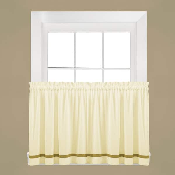 Saturday Knight natural Solid Rod Pocket Curtain - 57 in. W x 36 in. L (Set of 2)