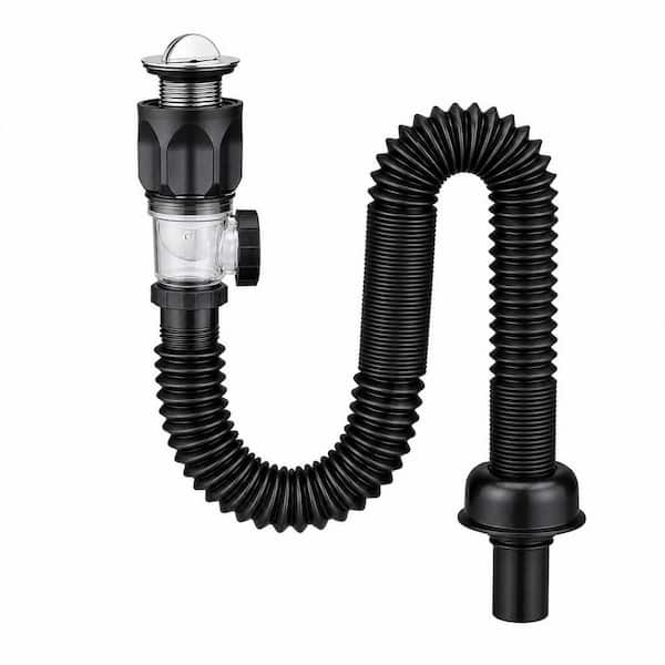 Bathroom Sink Drain Kit with Flexible Expandable P-Trap, 3 in. H x 17 in. W x 3 in. D Sink Drain Pipe Tube