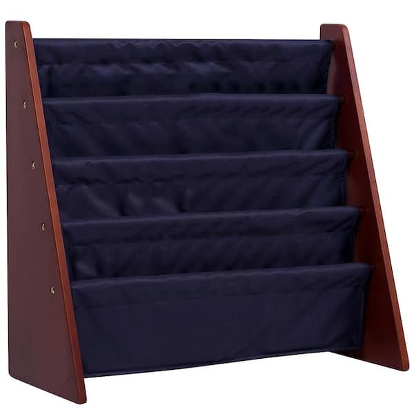 Wildkin Classic 24 in. Cherry with Blue Polyester 4-Shelf Sling Bookcase