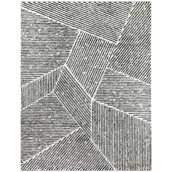 BALTA Larsen Charcoal Grey 7 ft. x 9 ft. Modern Stripe Area Rug