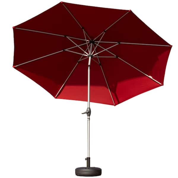 10 ft. Aluminium Market Patio Umbrella with Push Button Tilt&Crank, 8 Sturdy Ribs, UV Protection Waterproof in Brick Red