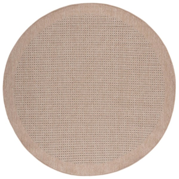 SAFAVIEH Sisal Performance 7 ft. x 7 ft. Natural/Beige Geometric Checkered Round Area Rug