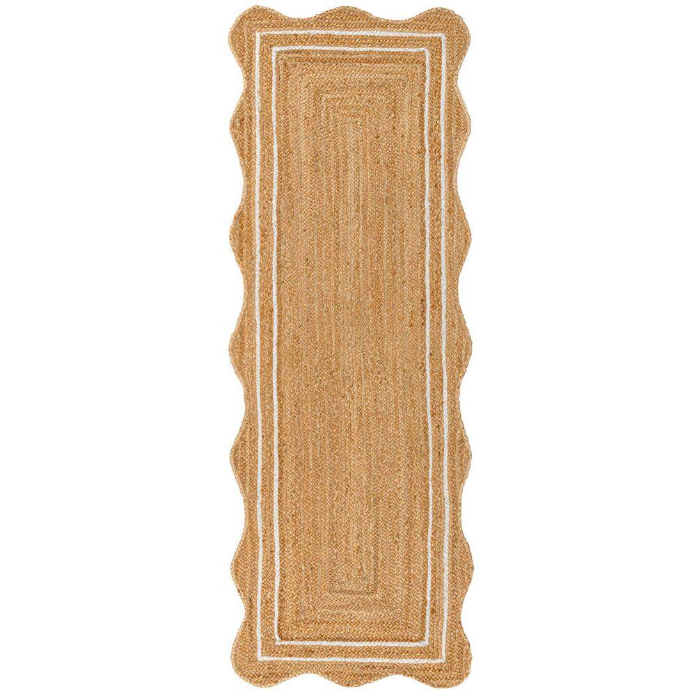Seaside Cottage Scallop Edge Jute Natural/White 2 ft. x 6 ft. Runner Rug price history on PriceWatchPro