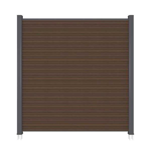 UltraEasy Hybrid Style Enclosures 6 ft. x 6 ft. Brazilian Ipe Composite Horizontal Fence Panel Kit with Gray Frame