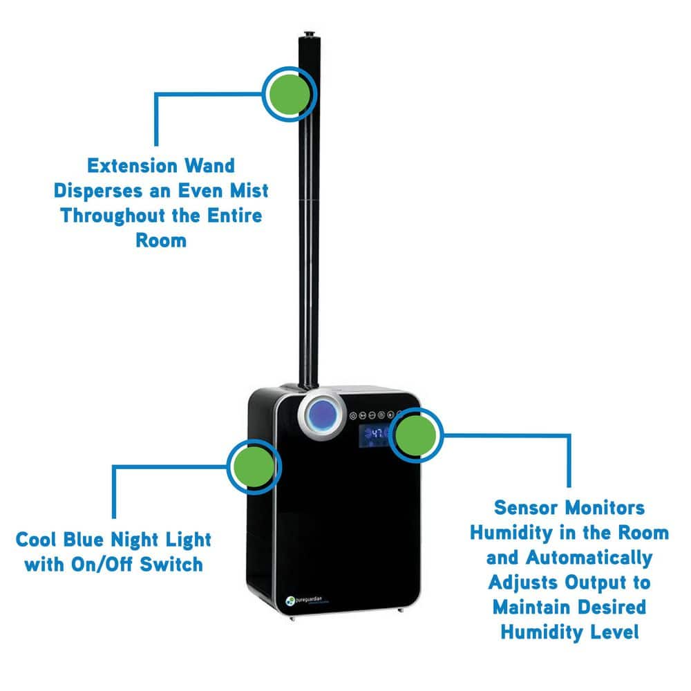 Black Ultrasonic Warm and Cool Mist Humidifier with Digital Display