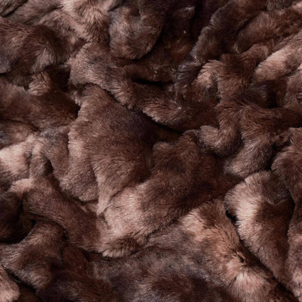 Chocolate Twin Reversible Faux Fur Throw Blanket