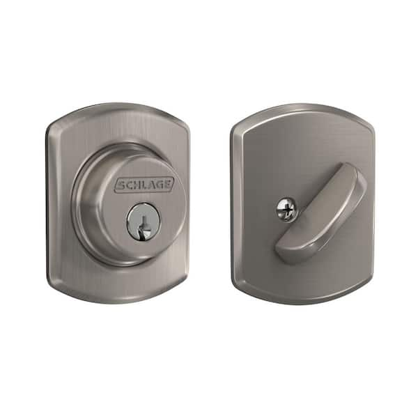 Schlage B60 Series Greenwich Satin Nickel Single Cylinder Deadbolt ...