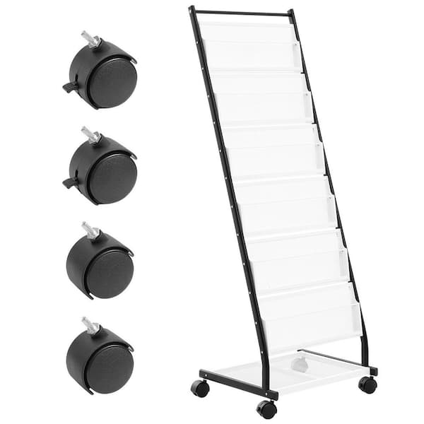 SKYSHALO Brochure Display Rack, 6-Tier Magazine  Display Stand, White 18.7 in. W x 53.3 in. H Metal Freestanding