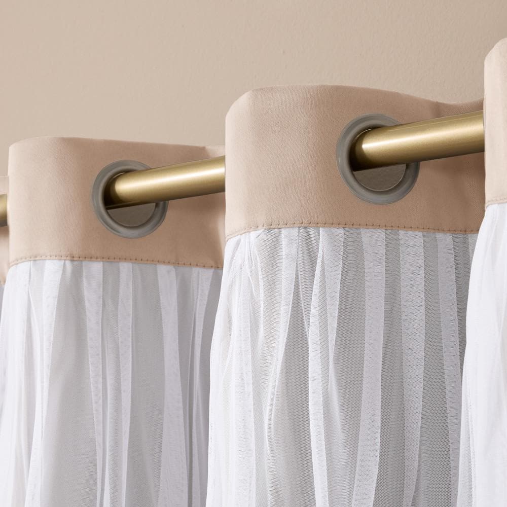 Rose Blush Blackout Sheer Grommet Curtain Panels, 52 x 84