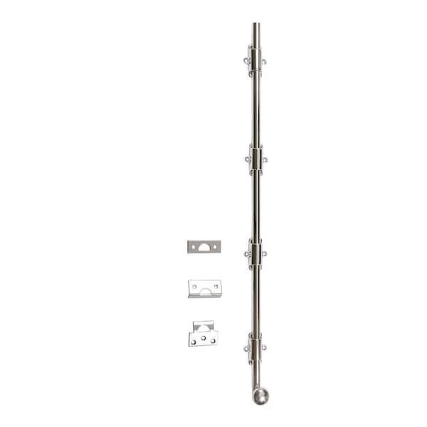 idh by St. Simons Heavy-Duty 24 in. Solid Brass Polished Chrome Surface Bolt with Round Knob