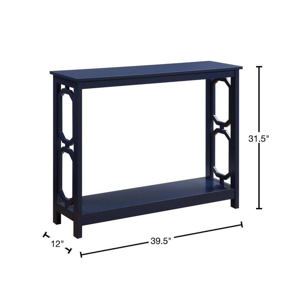 Cobalt Blue Omega Console Table with Geometric Shelf, 40"