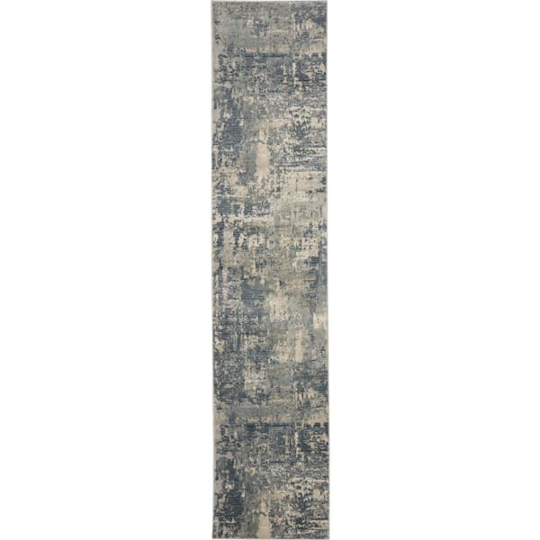 Nourison Concerto Grey/Beige 2 ft. x 8 ft. Abstract Rustic Kitchen Runner Area Rug