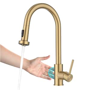 Bolden Touchless Sensor 2-Function Single Handle Pull Down Sprayer Kitchen Faucet in Spot-Free Brushed Brass