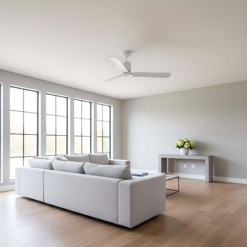 Cleancut Smart 62 in. Matte White Downrod Mount StandardCeiling Fan with Integrated LED and Remote price history on PriceWatchPro