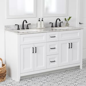 Ridge 60 in. W x 22 in. D x 34 in. H Bath Vanity Cabinet without Top in White