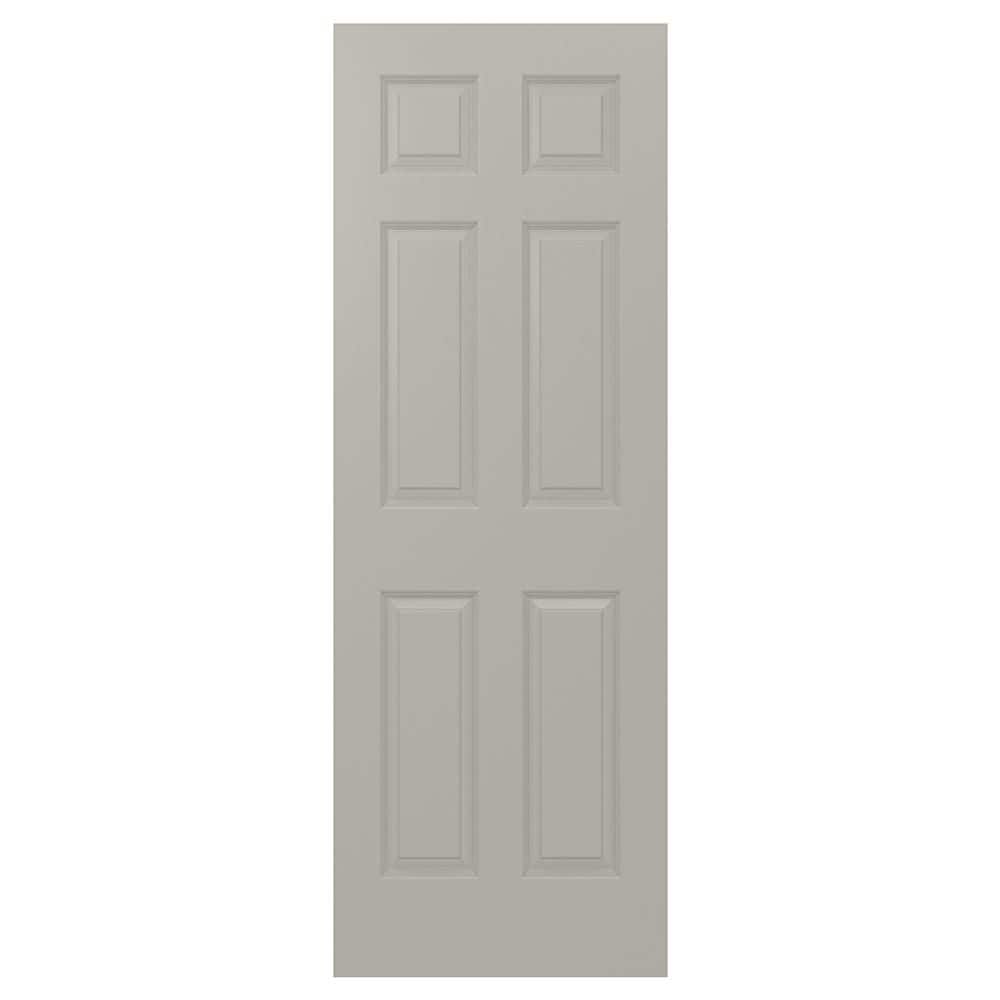 JELD-WEN 28 in. x 80 in. Colonist 6-Panel Light Gray Painted