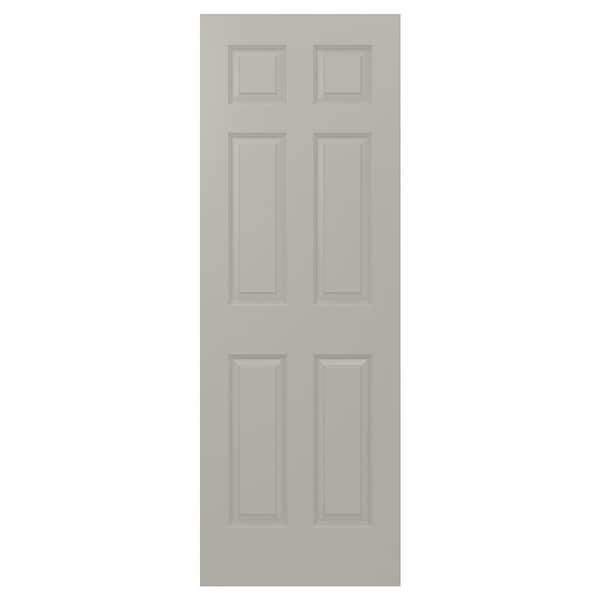 JELD-WEN 28 in. x 80 in. Colonist 6-Panel Light Gray Painted Smooth Solid Core Molded Composite Interior Door Slab