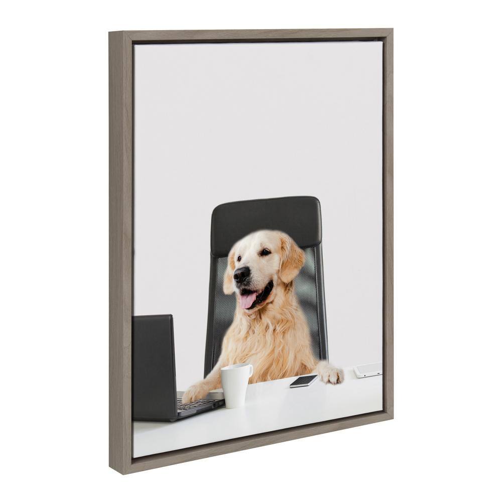 Whimsical Dog Office Canvas Print Set in Gray Frames