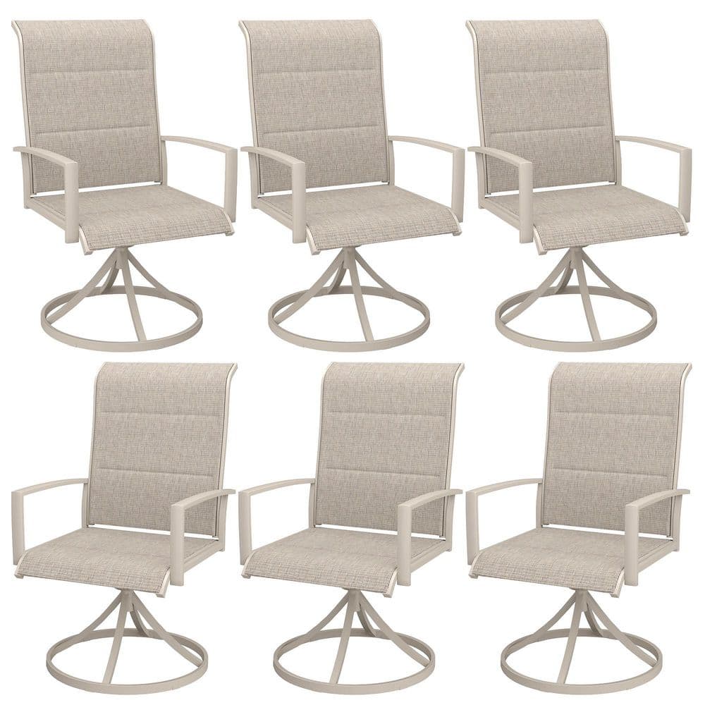 6-Piece Outdoor Patio Swivel Dining Chairs with 360° Rotation and Metal Frame in Sandshell price history on PriceWatchPro