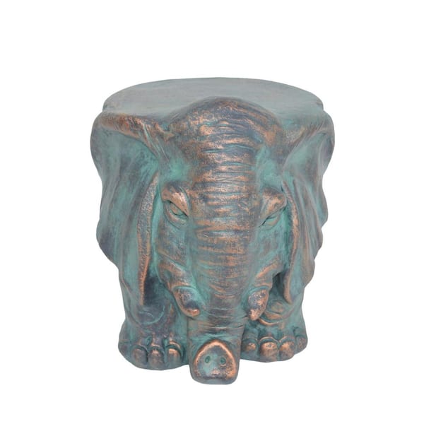 Godwin Copper Patina Concrete Outdoor Patio Elephant Garden Stool