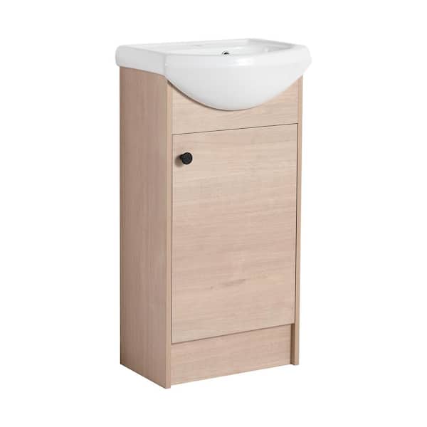 Tileon 18.0 in. W x 14.0 in. D x 34.0 in. H Freestanding Bath Vanity in Brown with White Ceramic Top