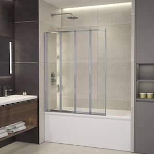 Triton 44 in. W x 55 in. H Bi-Fold Framed Bath Screen Tub Door in Chrome with Clear Glass