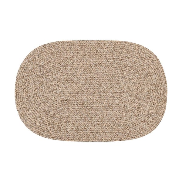 Newberry Oatmeal Tweed 2 ft. x 3 ft. Oval Indoor/Outdoor Braided Area Rug