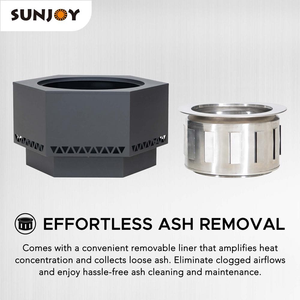 Lawrence Black Hexagonal Smokeless Wood Burning Fire Pit