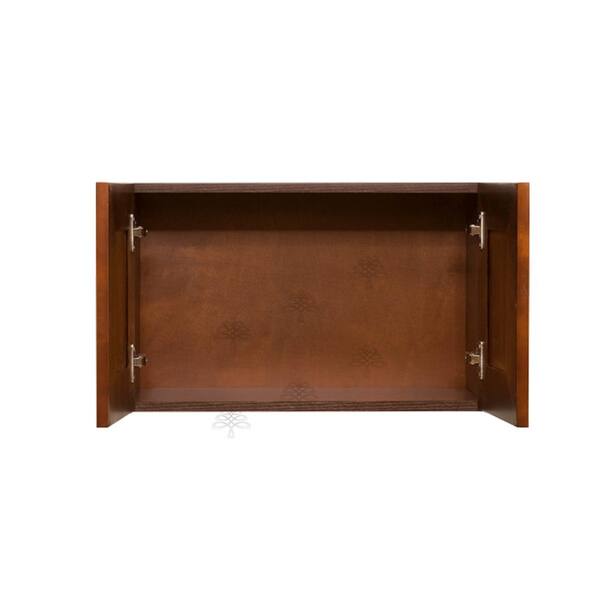 LIFEART CABINETRY Cambridge Assembled 24x12x12 in. Wall Cabinet with 2 Doors No Shelf in Chestnut