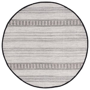 Natura Gray/Black 6 ft. x 6 ft. Abstract Striped Round Area Rug
