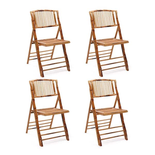 Bamboo Folding Outdoor Dining Chair Set of 4