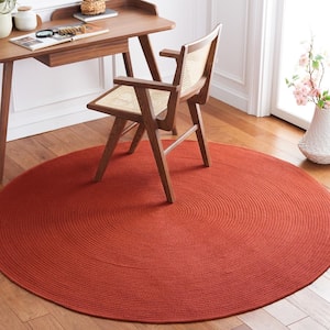 Braided Rust 3 ft. x 3 ft. Abstract Round Area Rug