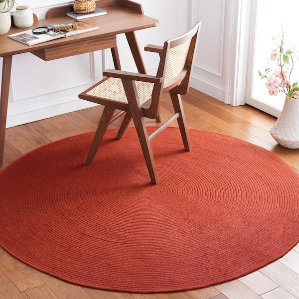 Braided Rust Doormat 3 ft. x 3 ft. Abstract Round Area Rug