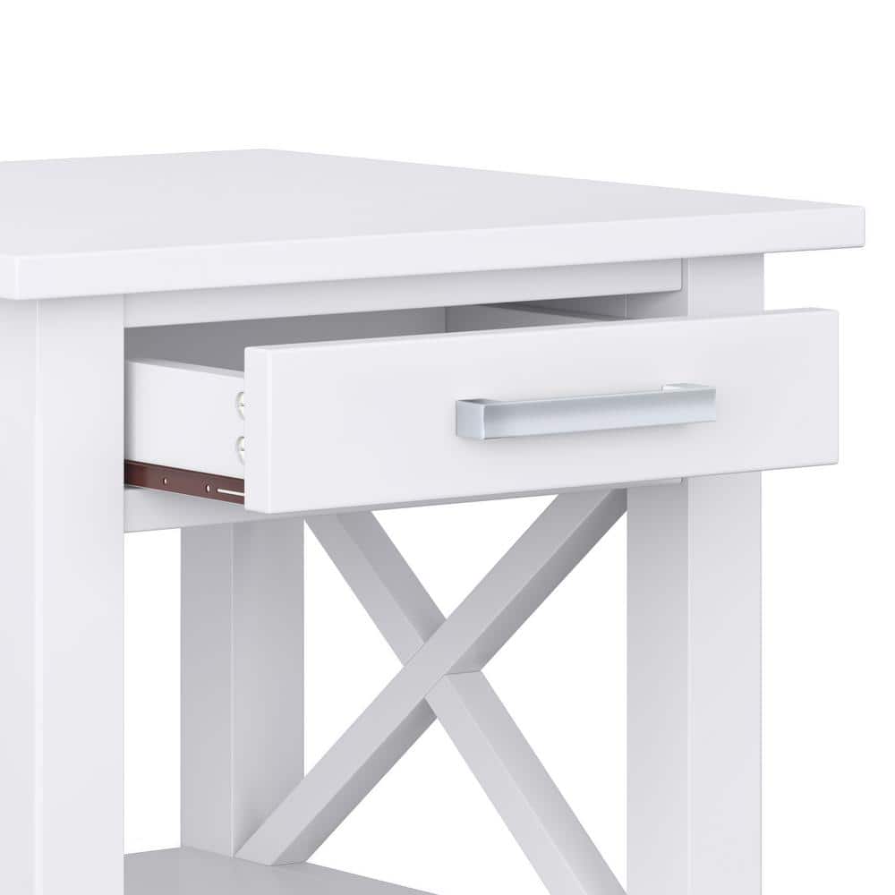 Kitchener Contemporary White Solid Wood Square End Table with Storage