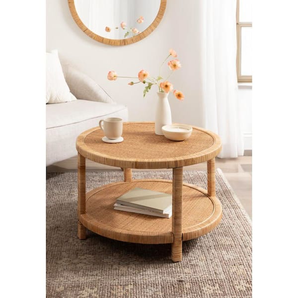 Kate and Laurel Rafina 28 in. Natural Brown Round Rattan/Wicker