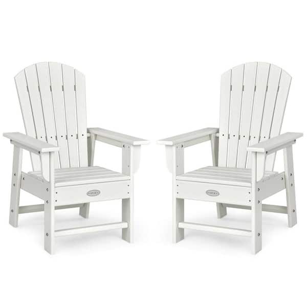 Gymax Set of 2 Kids Plastic and Wood Patio Adirondack Chair Armchair Weather Resistance Outdoor Chair White
