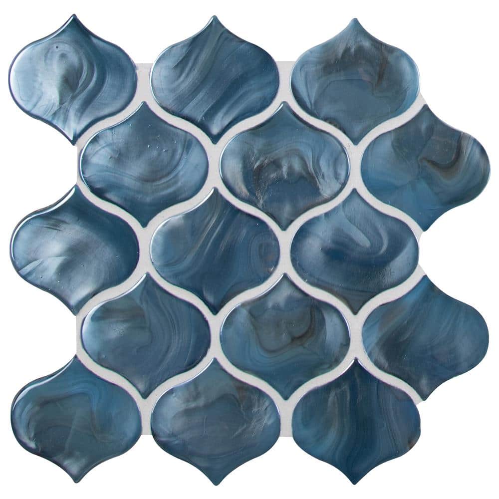 Msi Blue Shimmer Arabesque 10 In X 10 20 In X 8mm Glass Mesh Mounted Mosaic Tile 0 71 Sq Ft Gls Blushi8mm The Home Depot