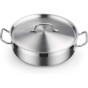 Professional 4 Qt. 18/10 Stainless-Steel Deep-Frying Pan Chef's All-Purpose Pan Saute Pan with lid