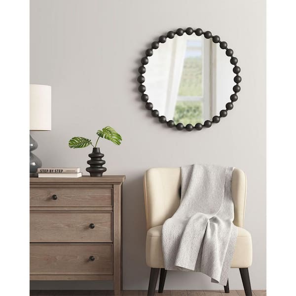 Miscool Anky 27 in. W x 27 in. H Iron Framed Round Decorative Accent Wall Mirror