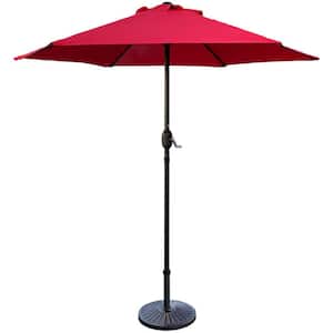 7.5 ft. Steel Crank Market Patio Umbrella in Red