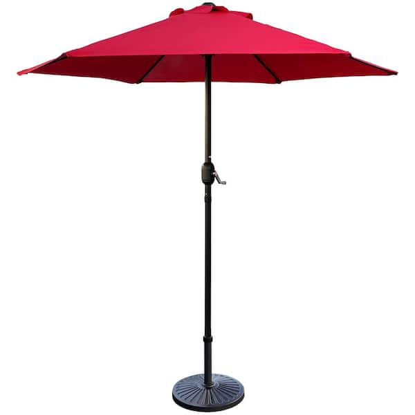 Maypex 7.5 ft. Steel Crank Market Patio Umbrella in Red