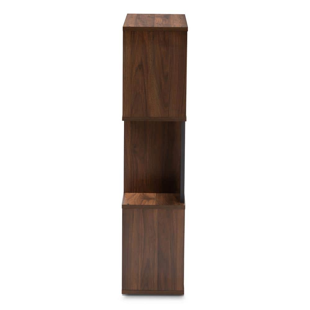 Contemporary Brown and Dark Grey Staggered Display Bookcase