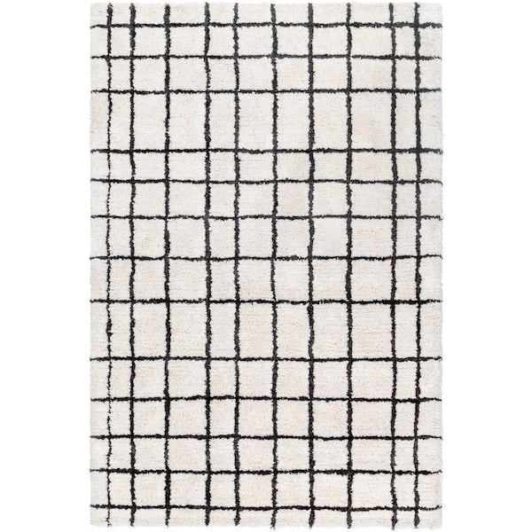 Nicole White/Black 9 ft. x 12 ft. Modern Hand-Made Indoor Area Rug