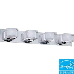 Cubic 4-Light Polished Chrome Bath Vanity Light